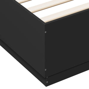 Πλαίσιο Κρεβατιού με LED Μαύρο 120 x 200 εκ. Επεξ. Ξύλο