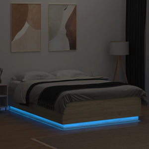 Πλαίσιο Κρεβατιού με Φώτα LED Sonoma Δρυς 120x200εκ. Επεξ. Ξύλο