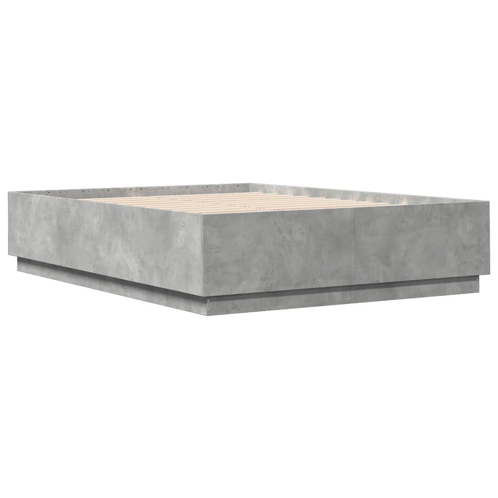 Πλαίσιο Κρεβατιού με Φώτα LED Γκρι Σκυρ. 120x200 εκ. Επεξ. Ξύλο