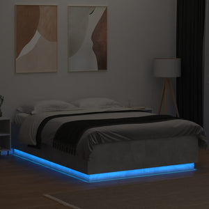 Πλαίσιο Κρεβατιού με Φώτα LED Γκρι Σκυρ. 120x200 εκ. Επεξ. Ξύλο