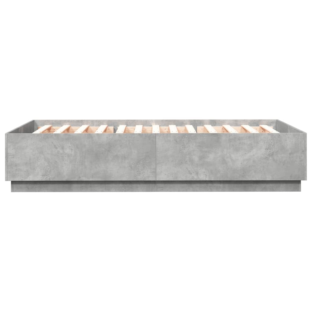 Πλαίσιο Κρεβατιού με Φώτα LED Γκρι Σκυρ. 120x200 εκ. Επεξ. Ξύλο