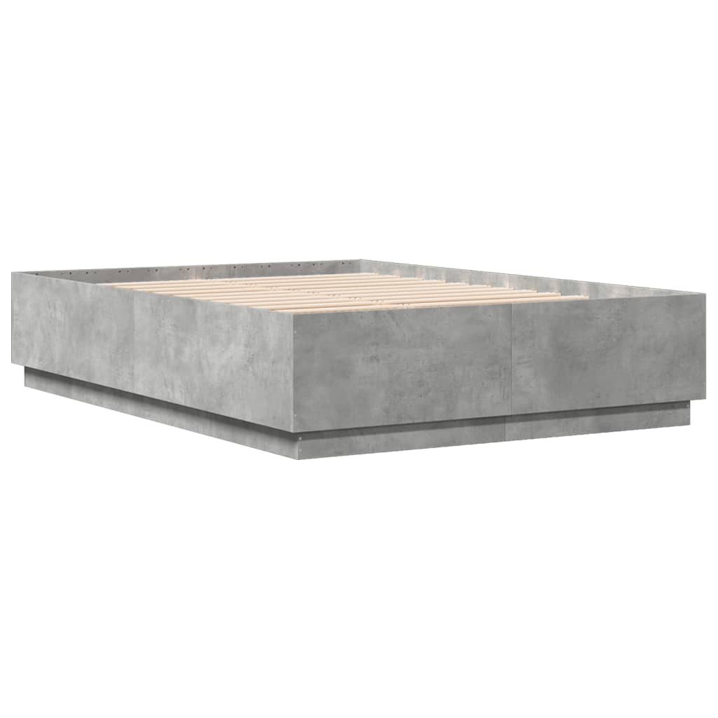 Πλαίσιο Κρεβατιού με Φώτα LED Γκρι Σκυρ. 120x200 εκ. Επεξ. Ξύλο