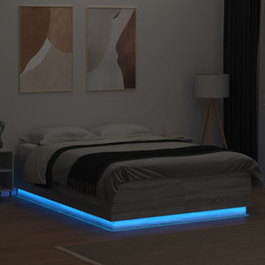 Πλαίσιο Κρεβατιού με Φώτα LED Γκρι sonoma 120x200εκ. Επεξ. Ξύλο