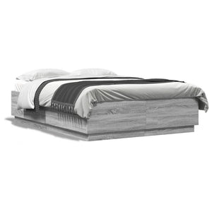 Πλαίσιο Κρεβατιού με Φώτα LED Γκρι sonoma 120x200εκ. Επεξ. Ξύλο