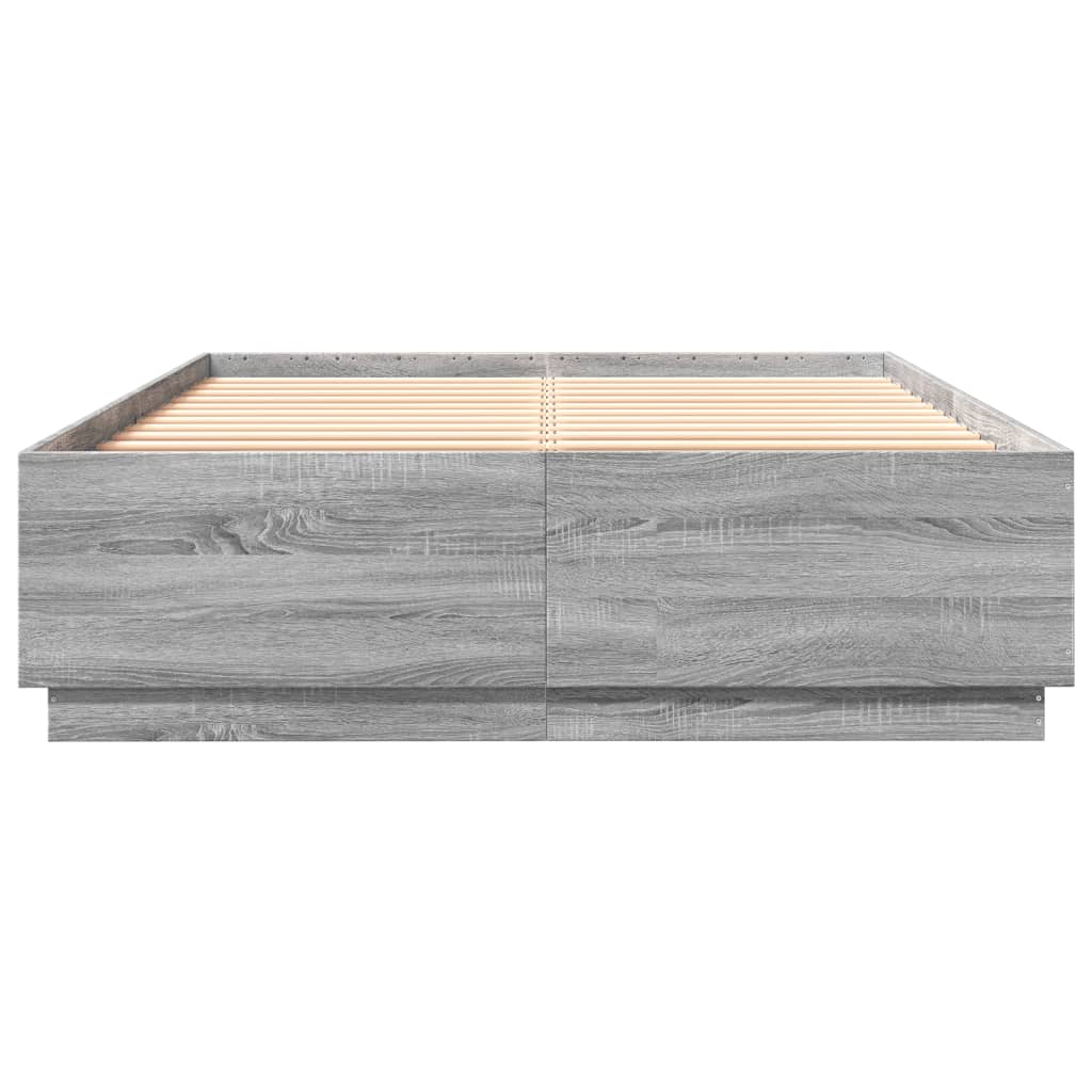 Πλαίσιο Κρεβατιού με Φώτα LED Γκρι sonoma 120x200εκ. Επεξ. Ξύλο