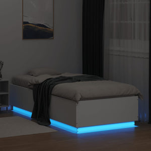 Πλαίσιο Κρεβατιού με Φώτα LED Λευκό 100 x 200 εκ. Επεξεργ. Ξύλο