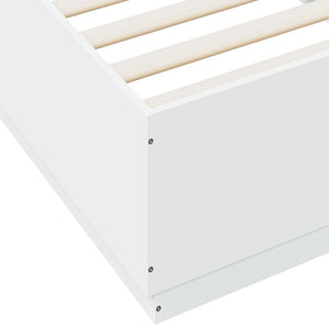 Πλαίσιο Κρεβατιού με Φώτα LED Λευκό 100 x 200 εκ. Επεξεργ. Ξύλο