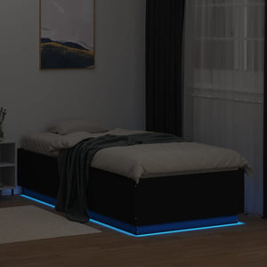 Πλαίσιο Κρεβατιού με LED Μαύρο 100 x 200 εκ. Επεξεργ. Ξύλο