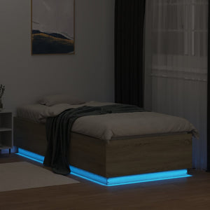Πλαίσιο Κρεβατιού με LED Sonoma Δρυς 100x200 εκ. Επεξεργ. Ξύλο