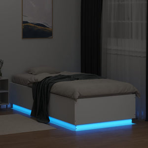Πλαίσιο Κρεβατιού με LED Λευκό 90 x 200 εκ. Επεξεργ. Ξύλο