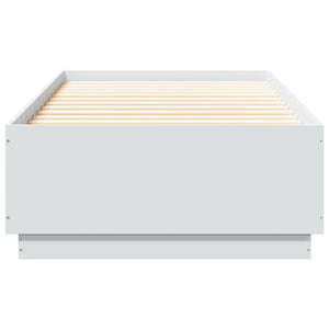 Πλαίσιο Κρεβατιού με LED Λευκό 90 x 200 εκ. Επεξεργ. Ξύλο