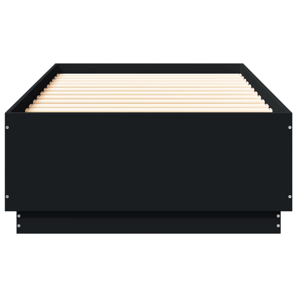 Πλαίσιο Κρεβατιού με LED Μαύρο 90x200 εκ. Επεξεργ. Ξύλο
