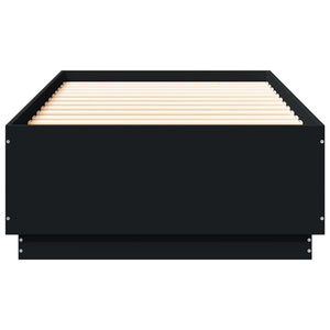 Πλαίσιο Κρεβατιού με LED Μαύρο 90x200 εκ. Επεξεργ. Ξύλο