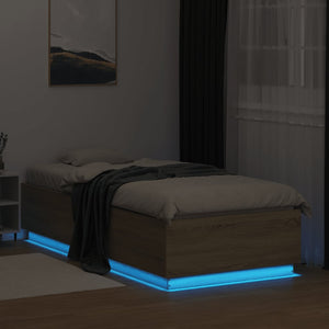 Πλαίσιο Κρεβατιού με LED Sonoma Δρυς 90x200 εκ. Επεξεργ. Ξύλο
