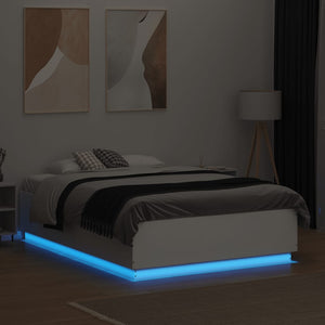 Πλαίσιο Κρεβατιού με LED Λευκό 140x190 εκ Επεξεργ. Ξύλο