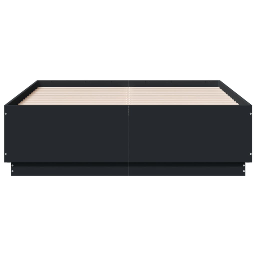 Πλαίσιο Κρεβατιού με LED Μαύρο140x190εκ.Επεξεργασμένο Ξύλο