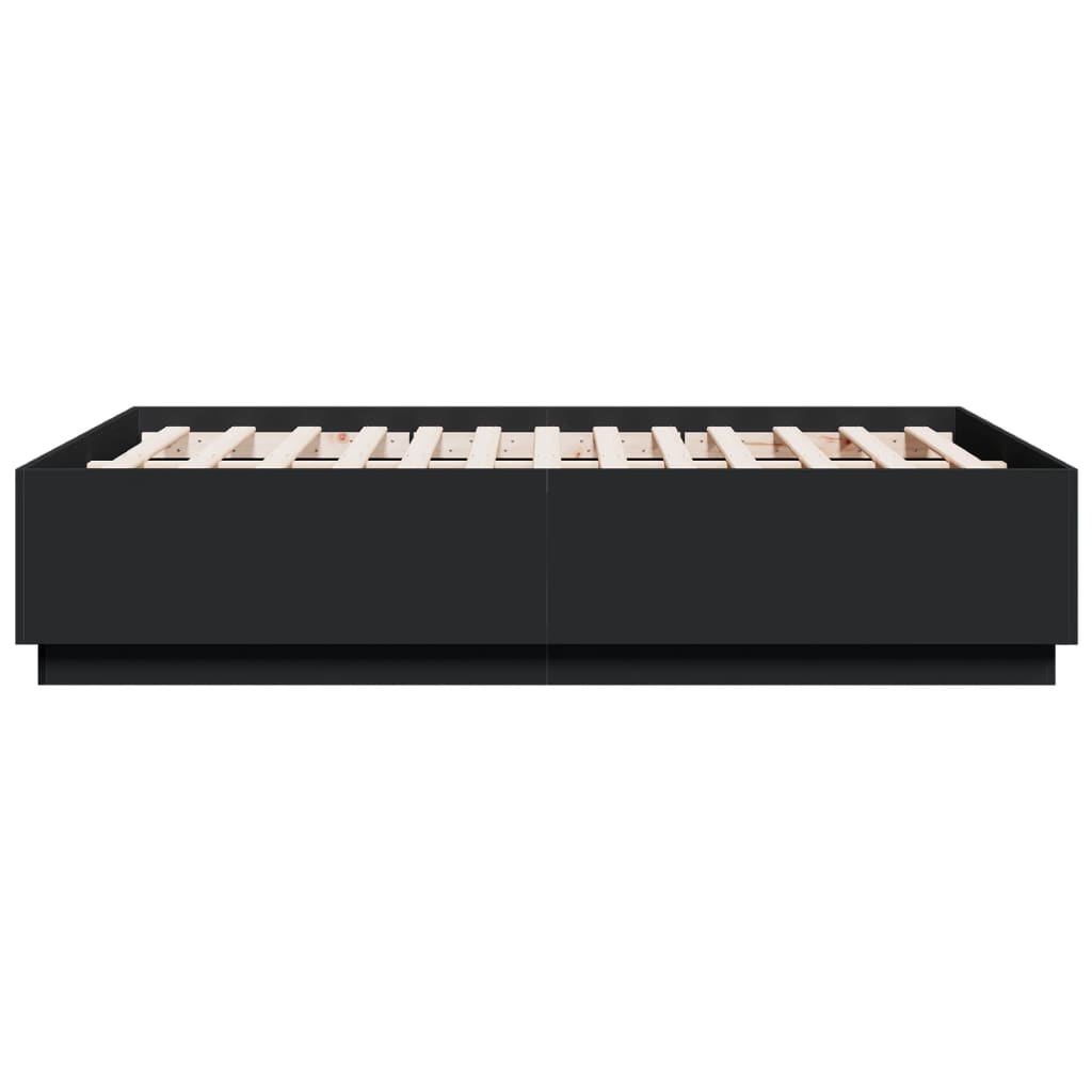 Πλαίσιο Κρεβατιού με LED Μαύρο140x190εκ.Επεξεργασμένο Ξύλο
