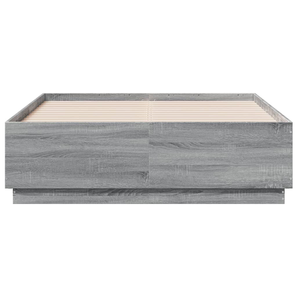 Πλαίσιο Κρεβατιού με Φώτα LED Γκρι sonoma 140x190εκ. Επεξ. Ξύλο