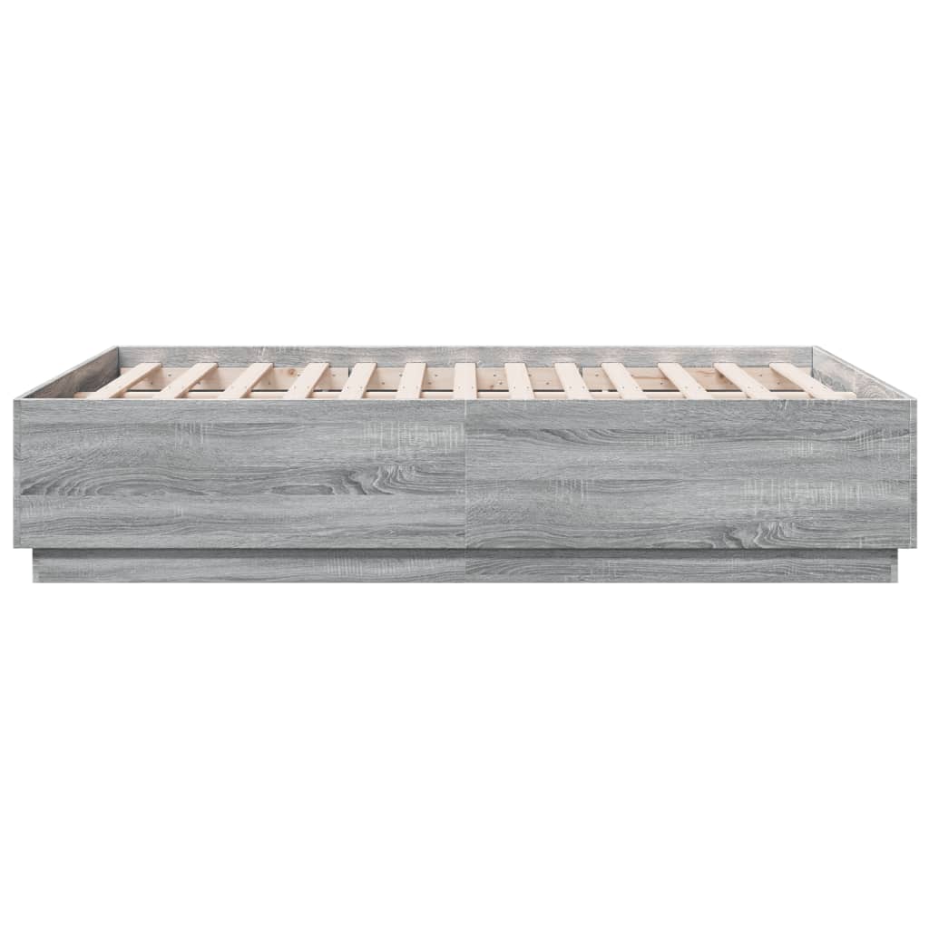 Πλαίσιο Κρεβατιού με Φώτα LED Γκρι sonoma 140x190εκ. Επεξ. Ξύλο