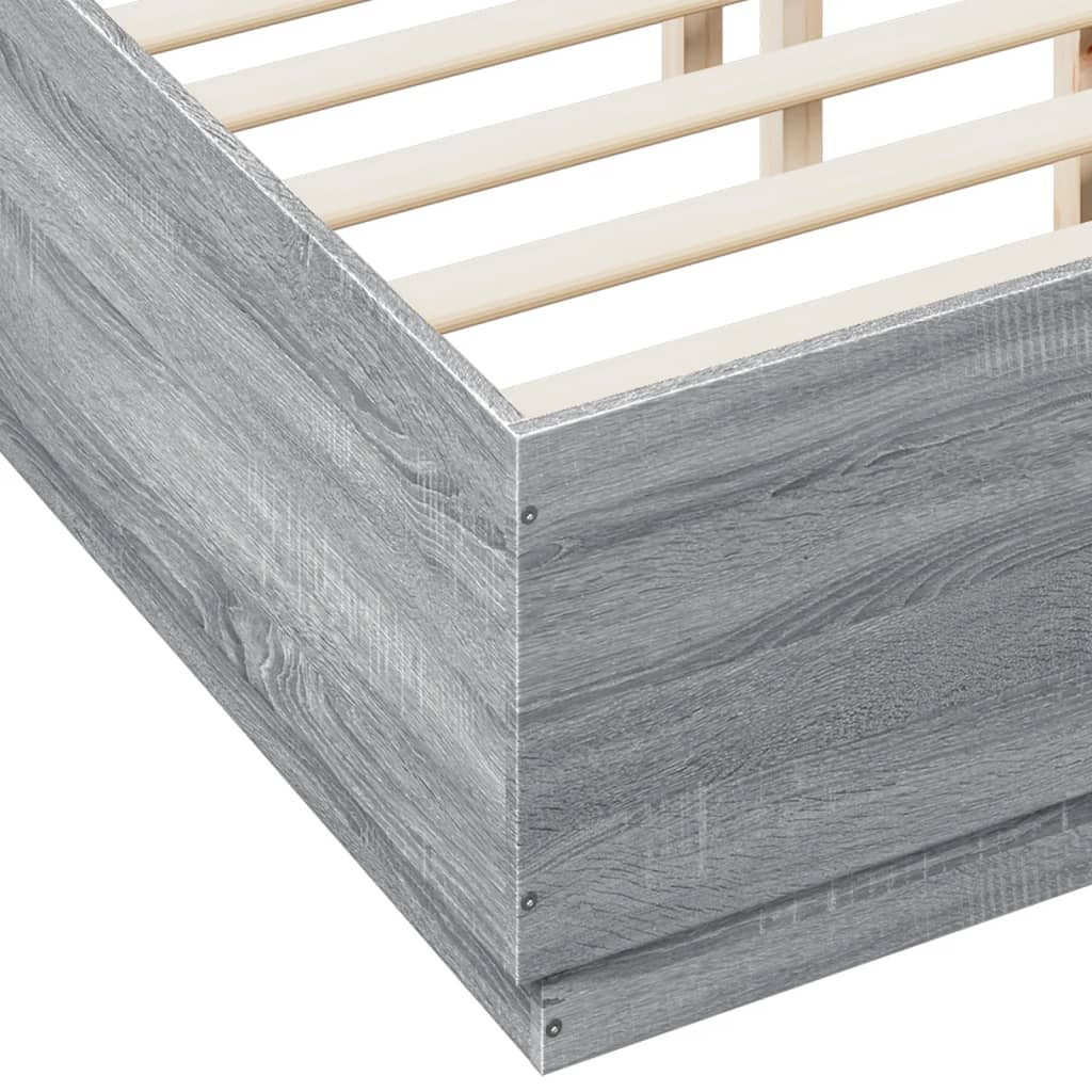 Πλαίσιο Κρεβατιού με Φώτα LED Γκρι sonoma 140x190εκ. Επεξ. Ξύλο