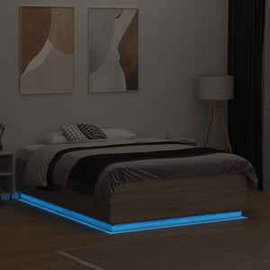 Πλαίσιο Κρεβατιού με LED Sonoma Δρυς 135x190εκ. Επεξ. Ξύλο