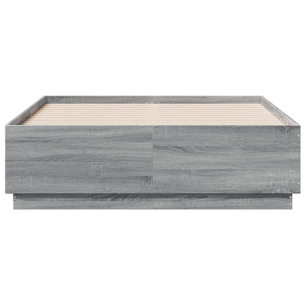 Πλαίσιο Κρεβατιού με LED Γκρι Sonoma 135x190εκ. Επεξ. Ξύλο