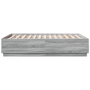 Πλαίσιο Κρεβατιού με LED Γκρι Sonoma 135x190εκ. Επεξ. Ξύλο