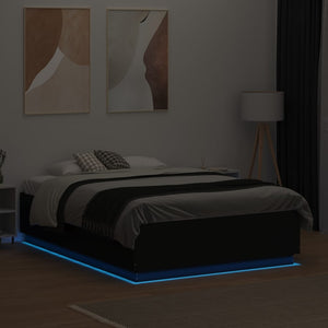 Πλαίσιο Κρεβατιού με LED Μαύρο 120x190 εκ Επεξεργ. Ξύλο