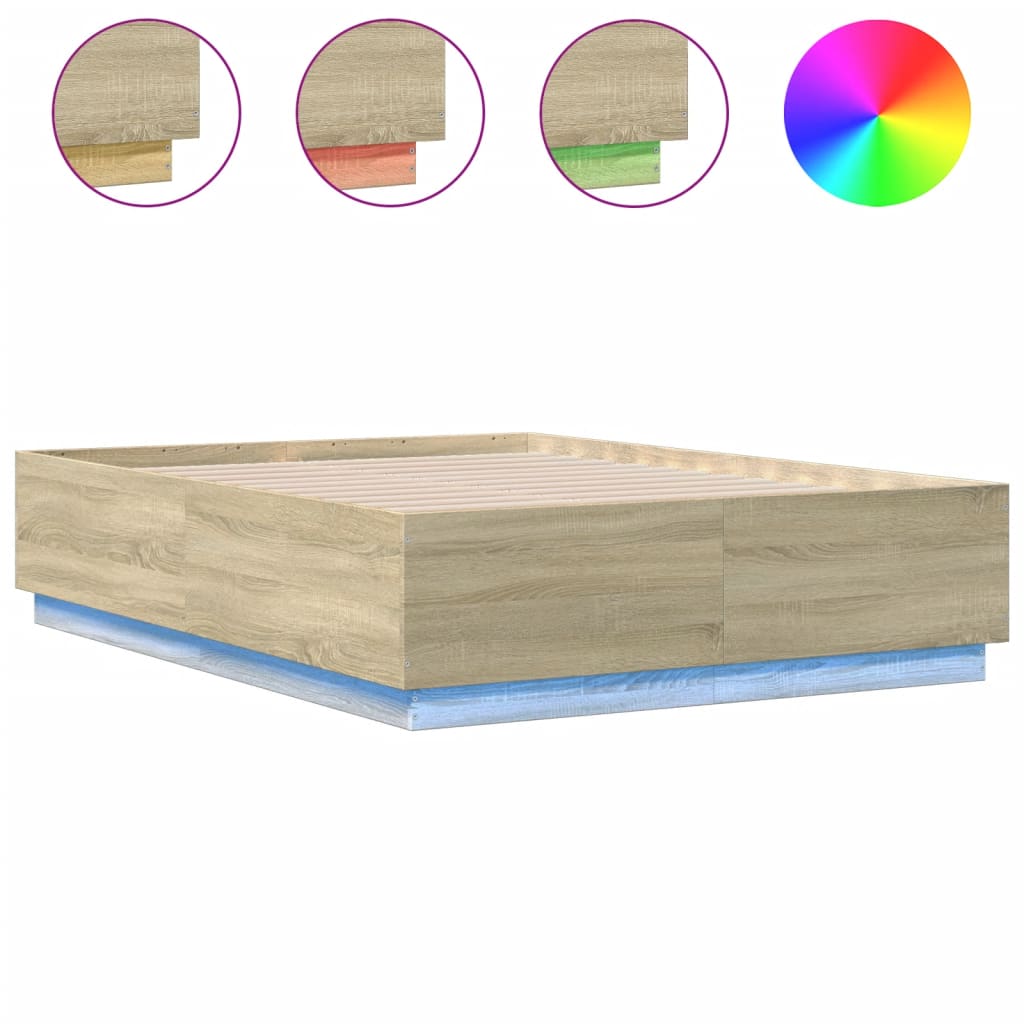 Πλαίσιο Κρεβατιού με LED Sonoma Δρυς 120x190εκ. Επεξ. Ξύλο