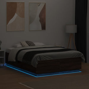 Πλαίσιο Κρεβατιού με LED Καφέ δρυς 120x190εκ.Επεξ. Ξύλο