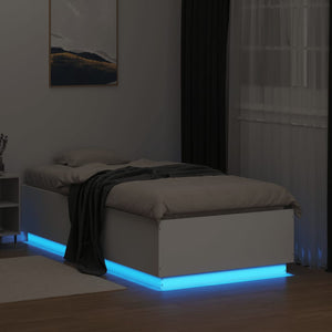 Πλαίσιο Κρεβατιού με LED Λευκό 90 x 190 εκ. από Επεξ. Ξύλο