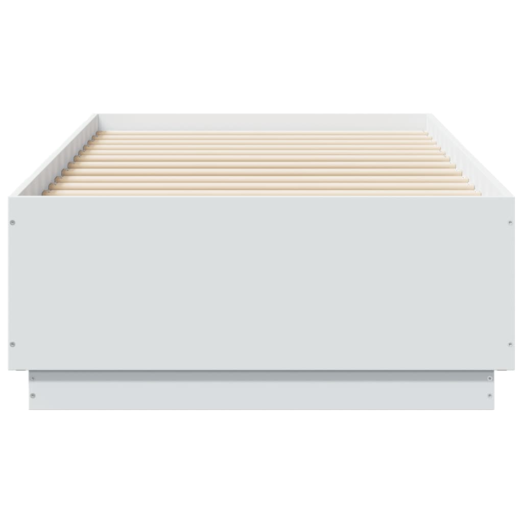 Πλαίσιο Κρεβατιού με LED Λευκό 90 x 190 εκ. από Επεξ. Ξύλο