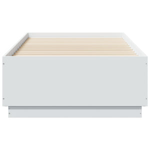 Πλαίσιο Κρεβατιού με LED Λευκό 90 x 190 εκ. από Επεξ. Ξύλο