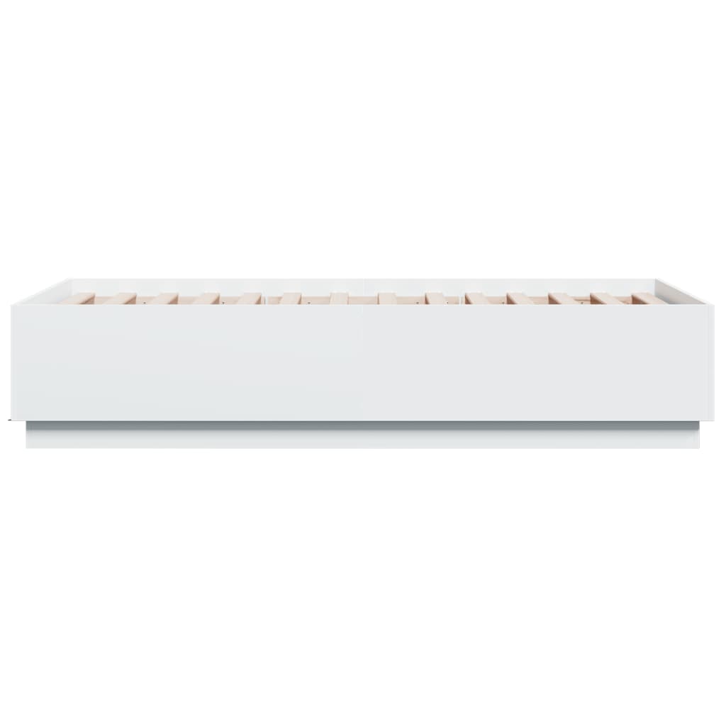 Πλαίσιο Κρεβατιού με LED Λευκό 90 x 190 εκ. από Επεξ. Ξύλο