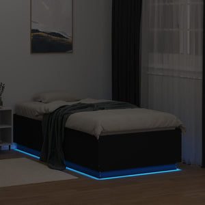Πλαίσιο Κρεβατιού με LED Μαύρο 90x190 εκ. Επεξ. Ξύλο