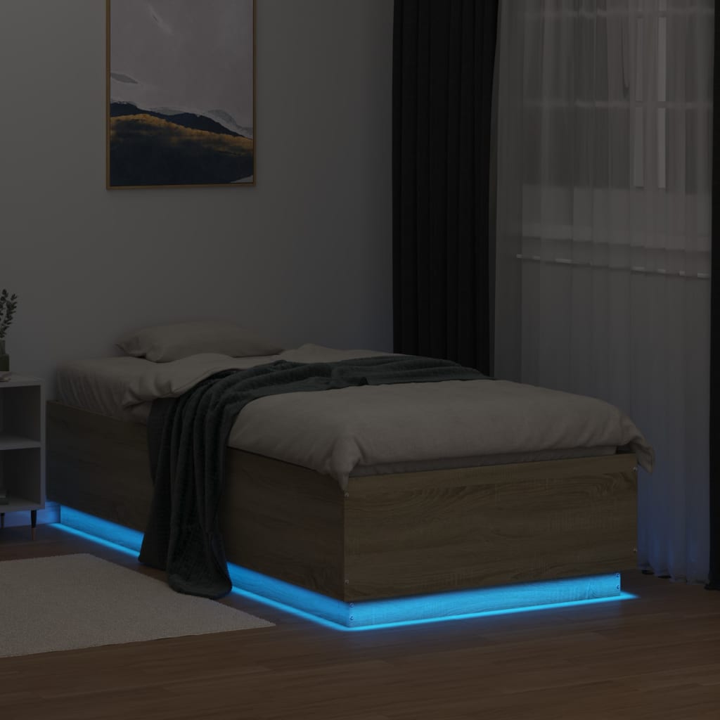 Πλαίσιο Κρεβατιού με LED Sonoma Δρυς 90 x 190 εκ. Επεξ. Ξύλο