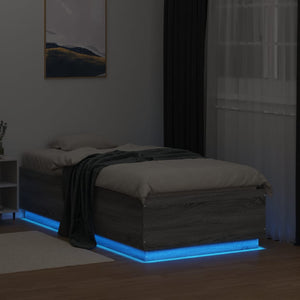 Πλαίσιο Κρεβατιού με LED Γκρι Sonoma 90 x 190 εκ. Επεξεργ. Ξύλο
