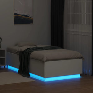 Πλαίσιο Κρεβατιού με LED Λευκό 75x190εκ. από Επεξεργασμένο Ξύλο