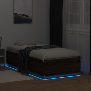 Πλαίσιο Κρεβατιού με LED Καφέ Δρυς 75x190 εκ. Επεξεργ. Ξύλο