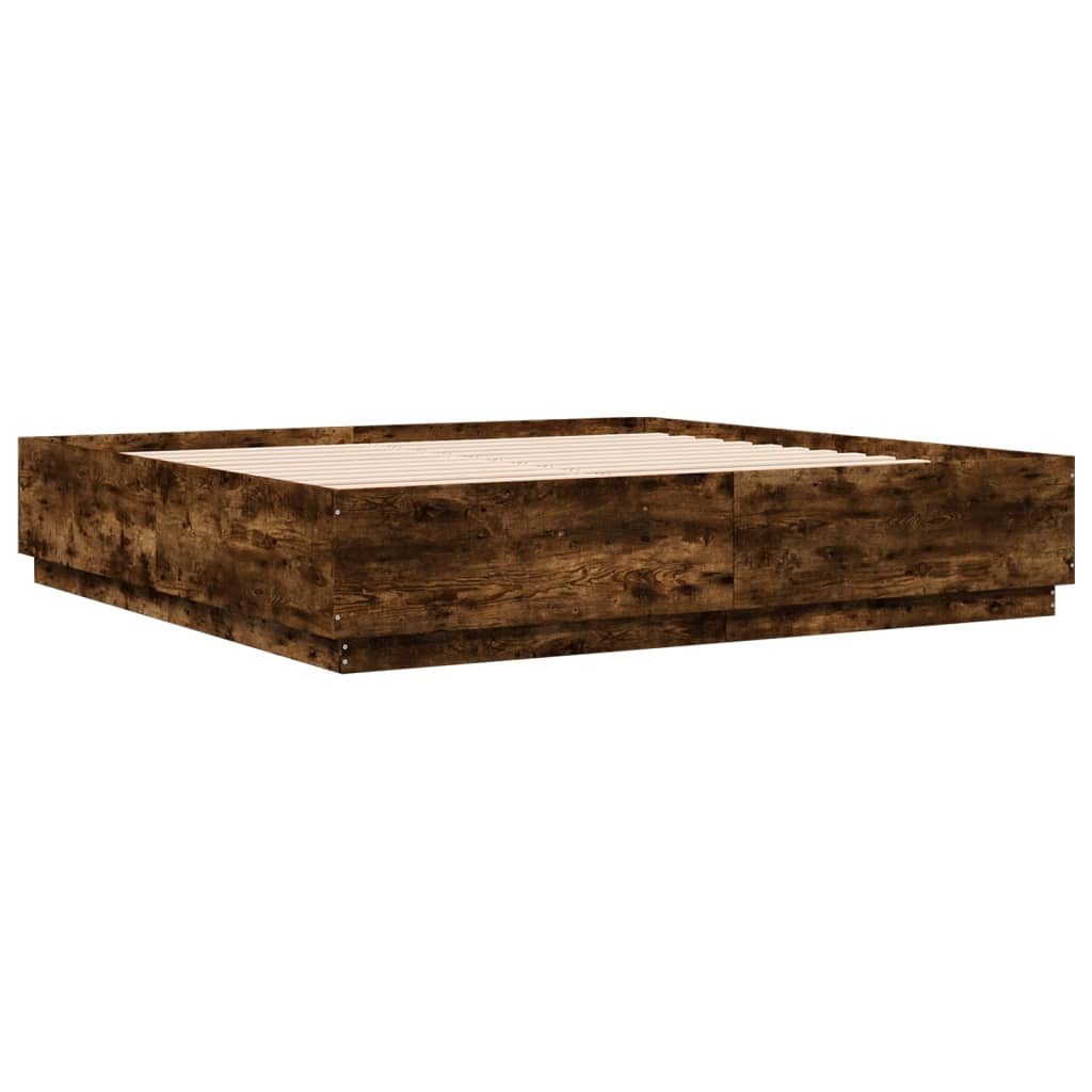 Πλαίσιο Κρεβατιού Καπνιστή Δρυς 200x200 εκ. Επεξεργασμένο Ξύλο - Pakobazaar