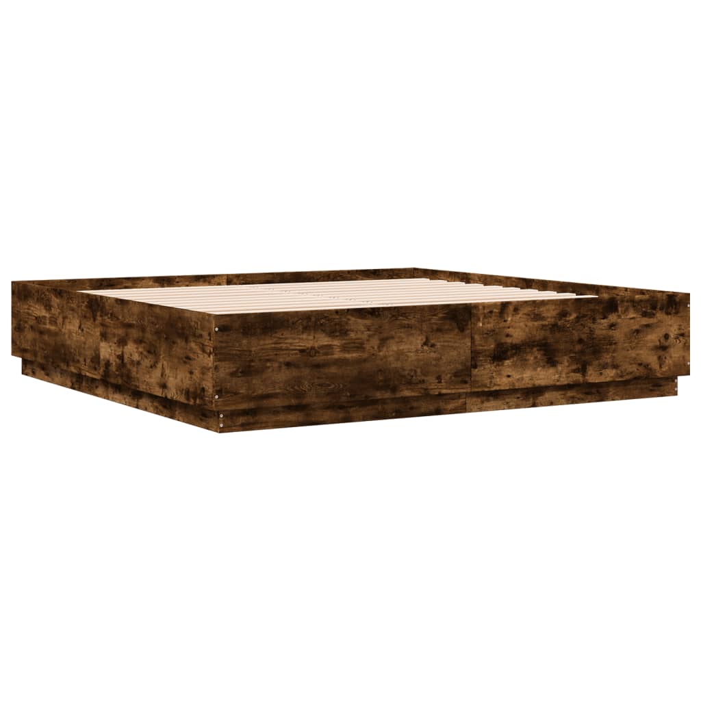 Πλαίσιο Κρεβατιού Καπνιστή Δρυς 200x200 εκ. Επεξεργασμένο Ξύλο - Pakobazaar