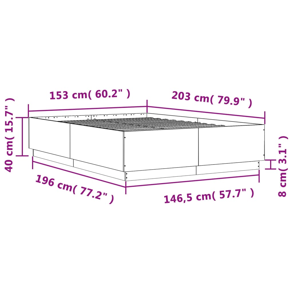 Πλαίσιο Κρεβατιού Γκρι Sonoma 150x200 εκ. Επεξεργασμένο Ξύλο