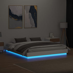 Πλαίσιο Κρεβατιού με LED Λευκό 200 x 200 εκ.