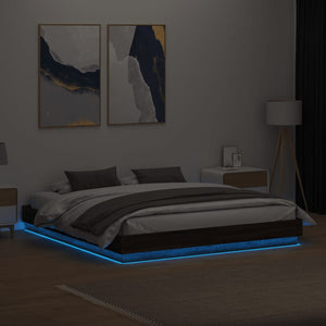 Πλαίσιο Κρεβατιού με LED Καφέ δρυς 200 x 200 εκ.