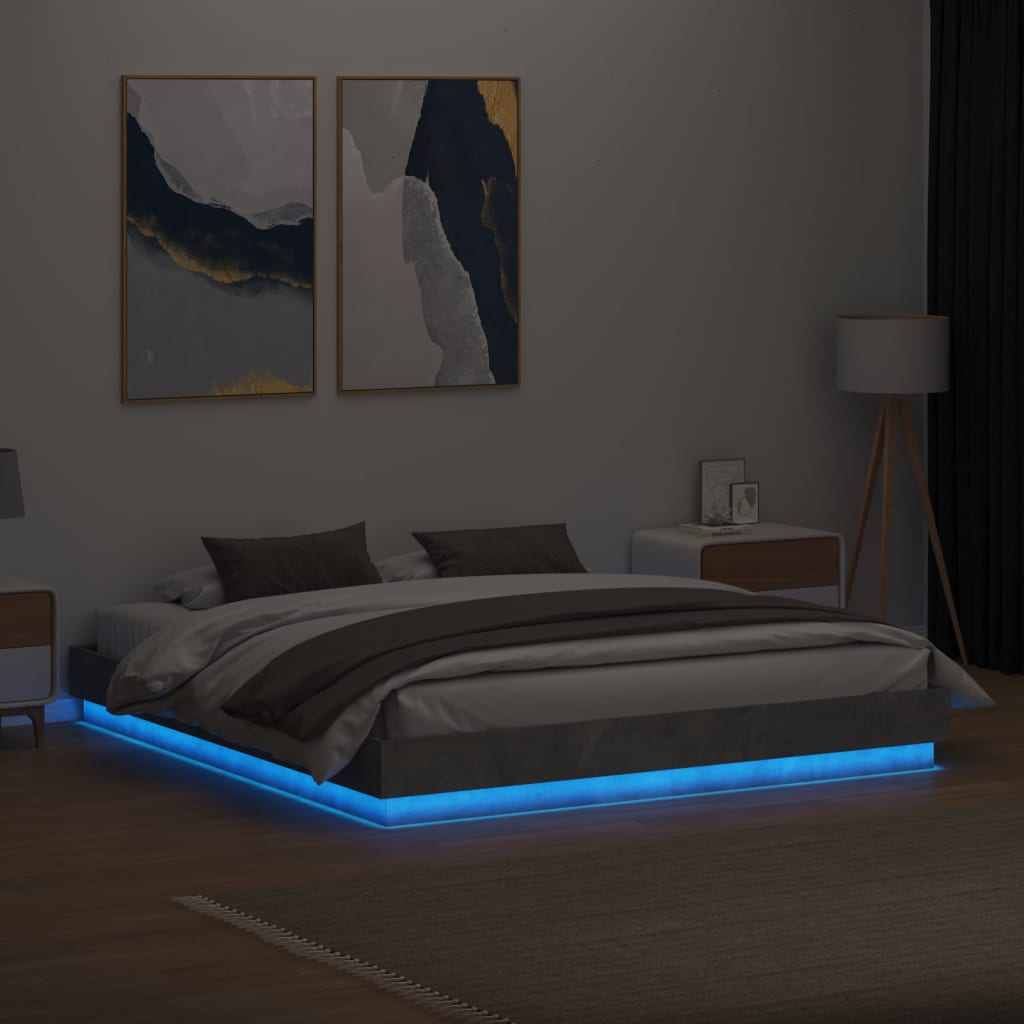 Πλαίσιο Κρεβατιού με LED Γκρι Σκυροδέματος 180 x 200 εκ. - Pakobazaar
