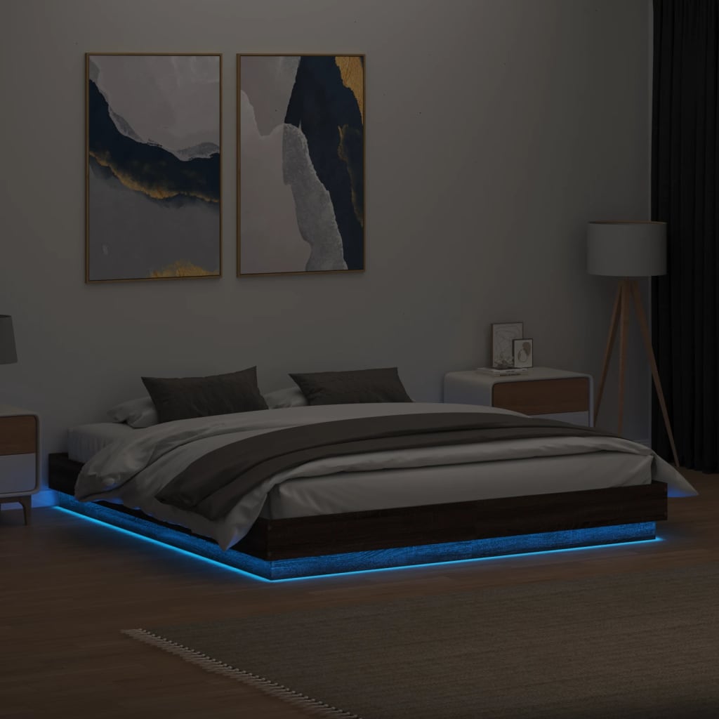 Πλαίσιο Κρεβατιού με LED Καφέ δρυς 180 x 200 εκ.