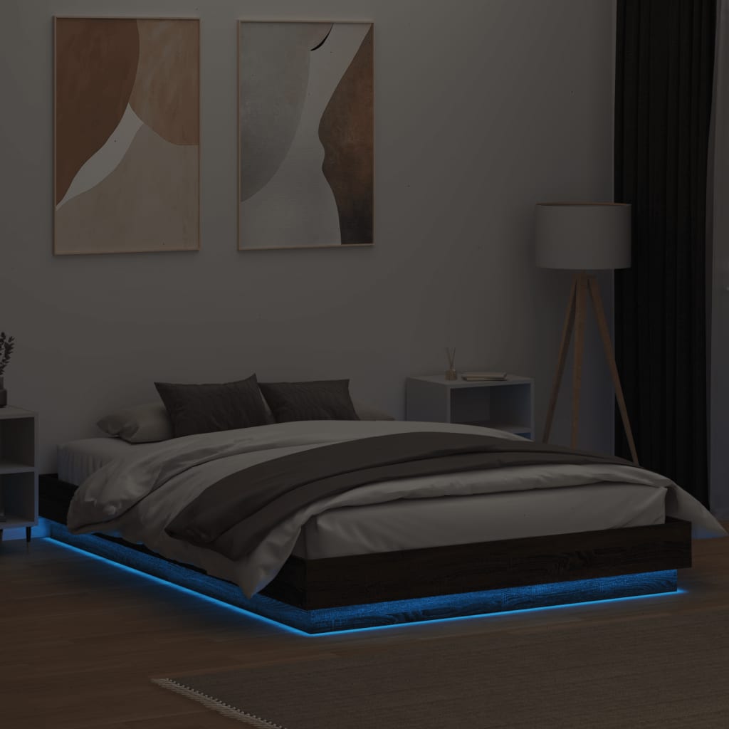 Πλαίσιο Κρεβατιού με LED Καφέ δρυς 160 x 200 εκ. - Pakobazaar