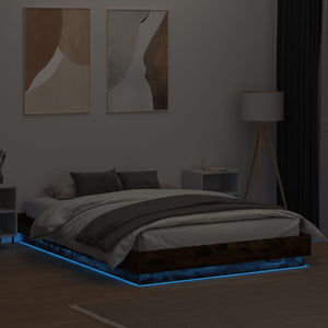 Πλαίσιο Κρεβατιού με LED Καπνιστή Δρυς 150x200 εκ.