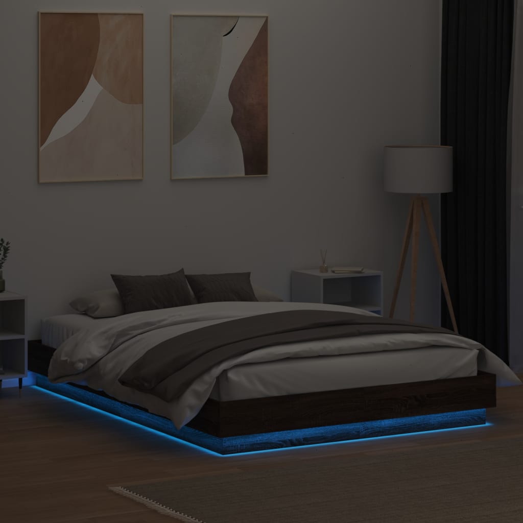 Πλαίσιο Κρεβατιού με LED Καφέ δρυς 150x200 εκ.