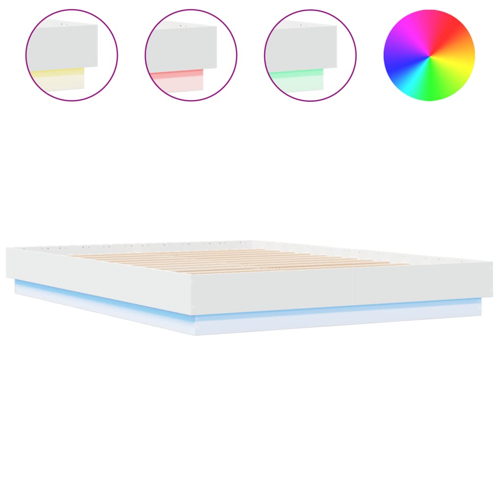 Πλαίσιο Κρεβατιού με LED Λευκό 140 x 200 εκ. - Pakobazaar
